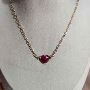 Handmad3 Gold Ruby Heart Necklace